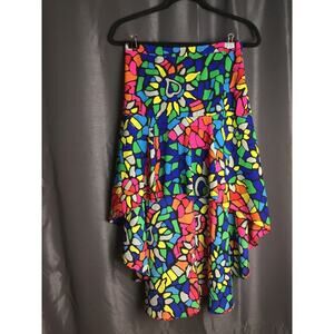 L’amour Women’s Colorful Hi-Lo Skirt Size M Side Zip